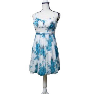 Speechless Juniors' Floral-Print Bubble-Hem Dress , Ivory/Turquoise, M